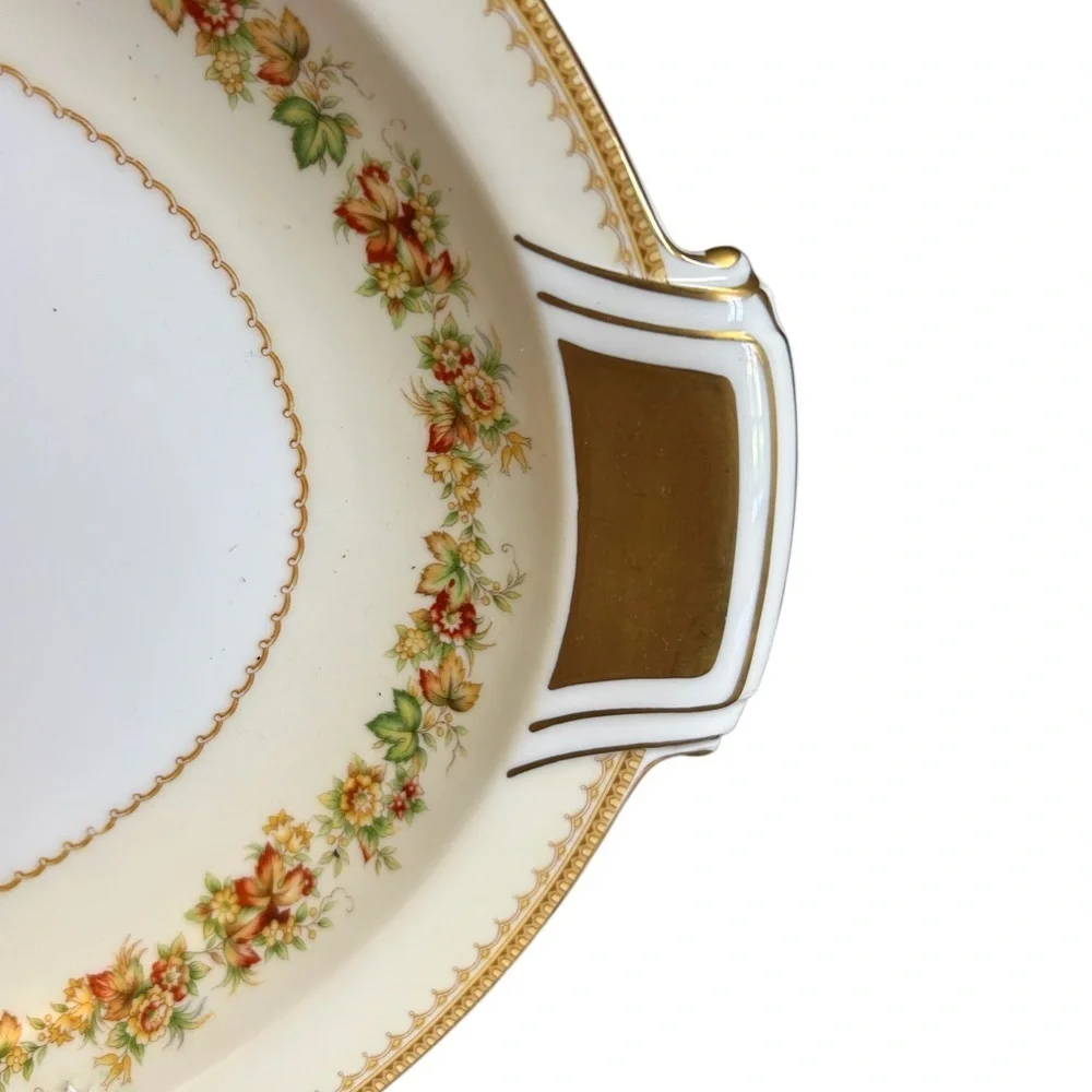 Royal Embassy Bristol Large Platter China Oval Gold Trim Floral Pattern Vintage